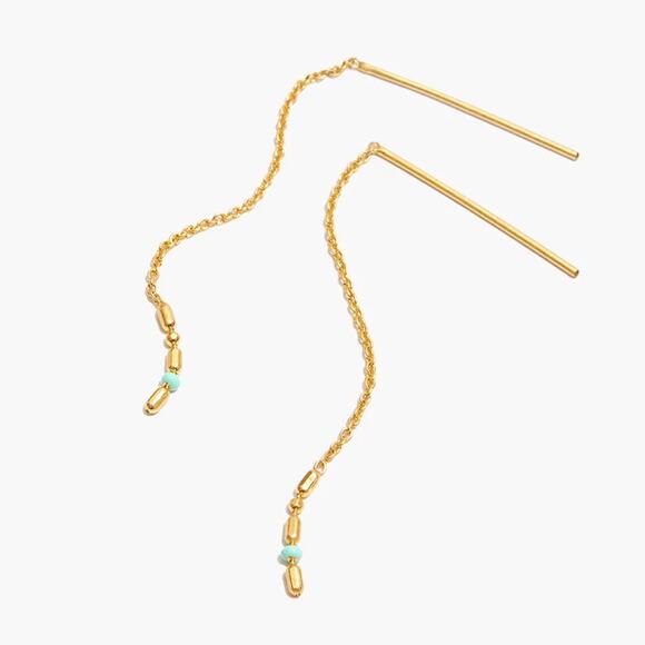New- Set of 2 Madewell Earrings - Drop Mini Hoop Earrings, Bead Chain Earrings - Picture 3 of 8